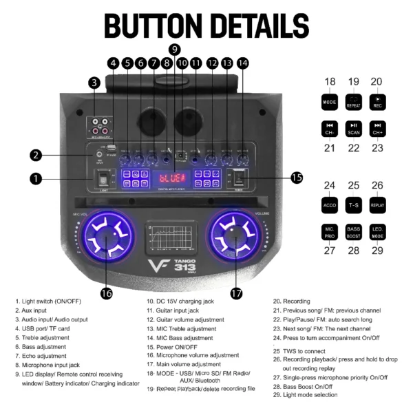Vinnfier VF Tango 313 WMU Trolley Karaoke Speaker