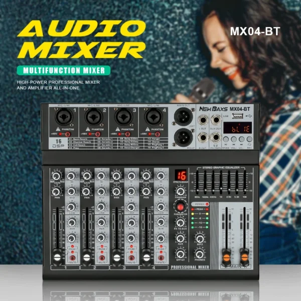 MX04BT 4 Channel Audio Mixer