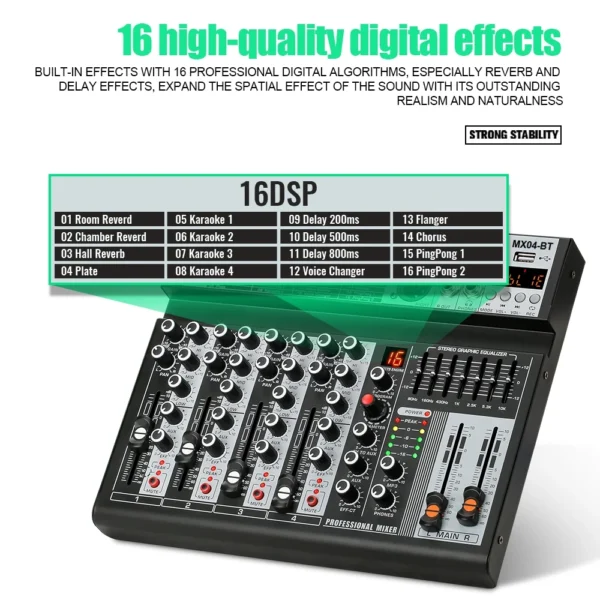MX04BT 4 Channel Audio Mixer