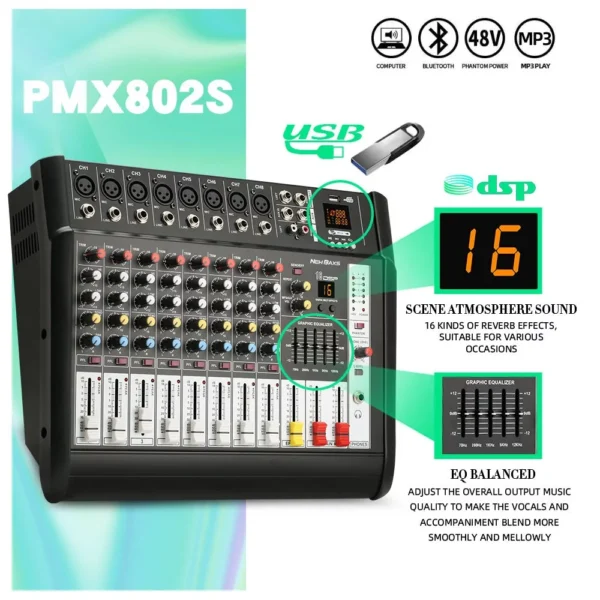 PMX802S 8 Channel Power Mixer