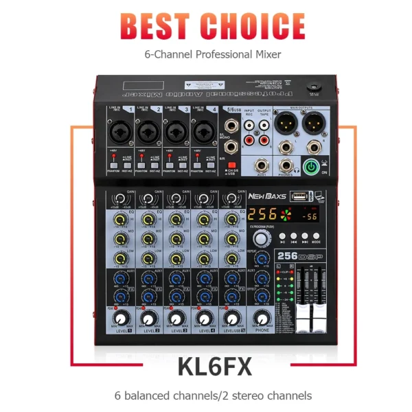 KL6FX 6 Channel Audio Mixer